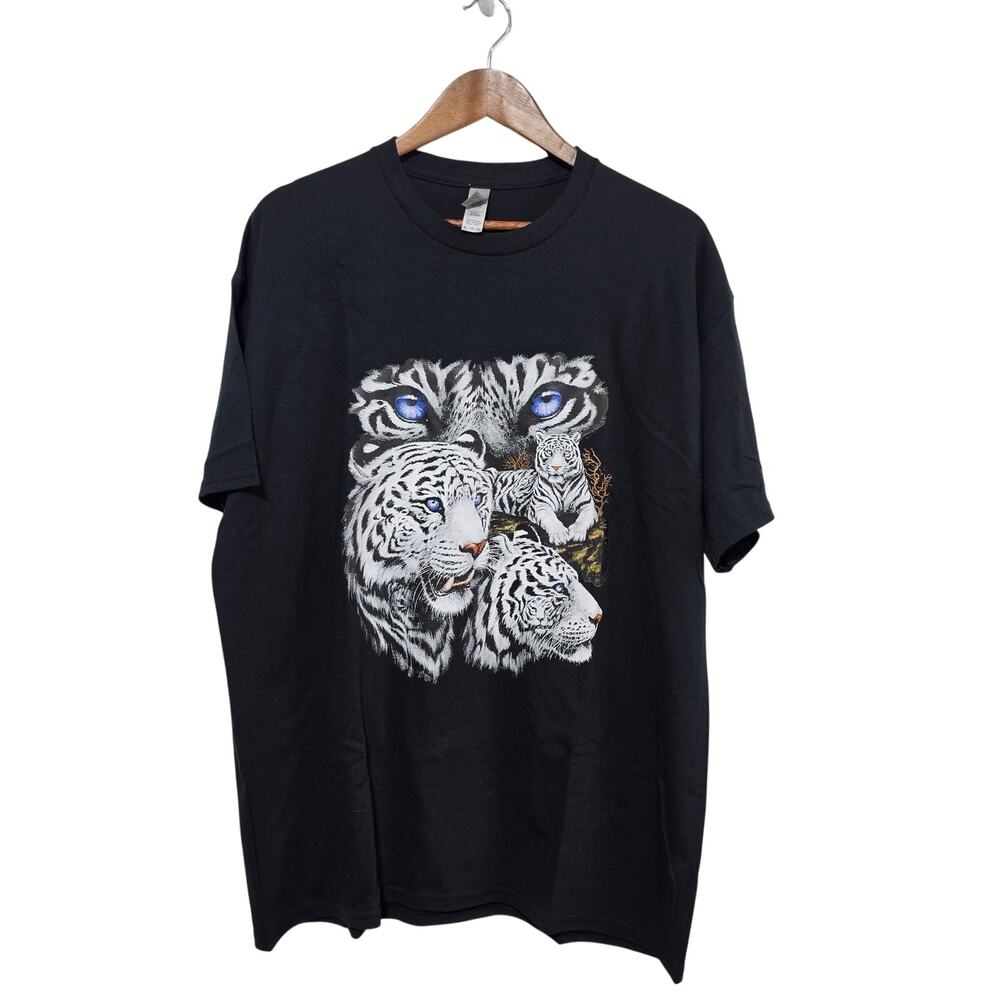 Screen Print T-shirt Unisex Size XL Tiger Black Casual Nature New